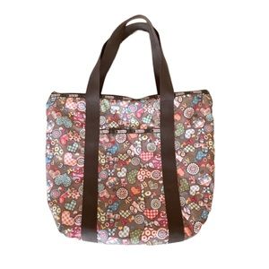 Rare LeSportSac Zip Top Gray Tote Bag Butterfly